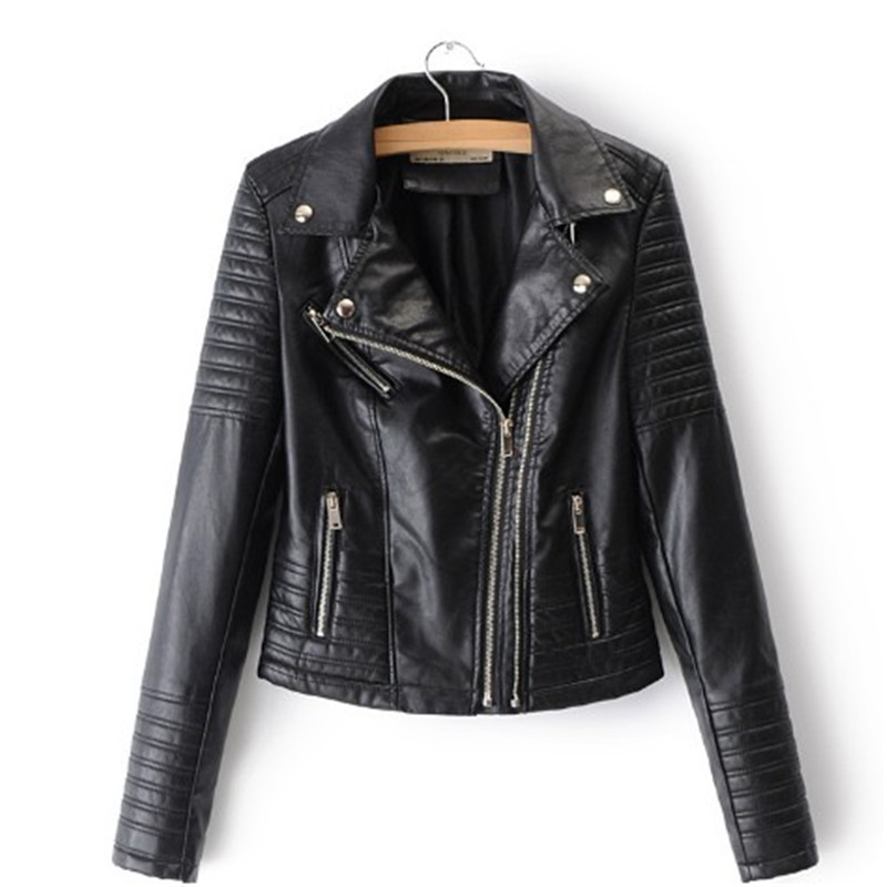 

Women' Spring Slim Haulage motor Leather jacket, Red
