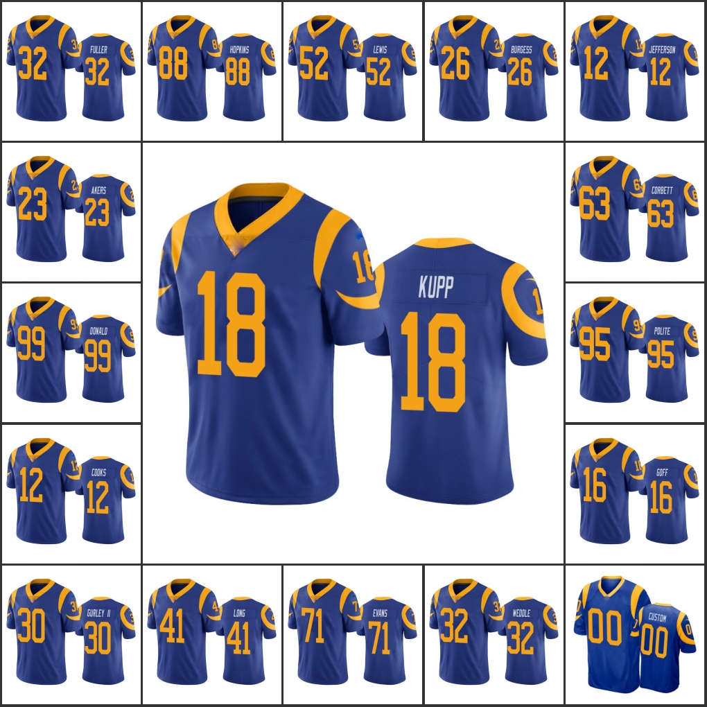 

Los Angeles''Rams''Men #16 Jared Goff 30 Todd Gurley II 99 Aaron Donald Women Youth Custom Vapor Untouchable Limited Jersey, Black;red