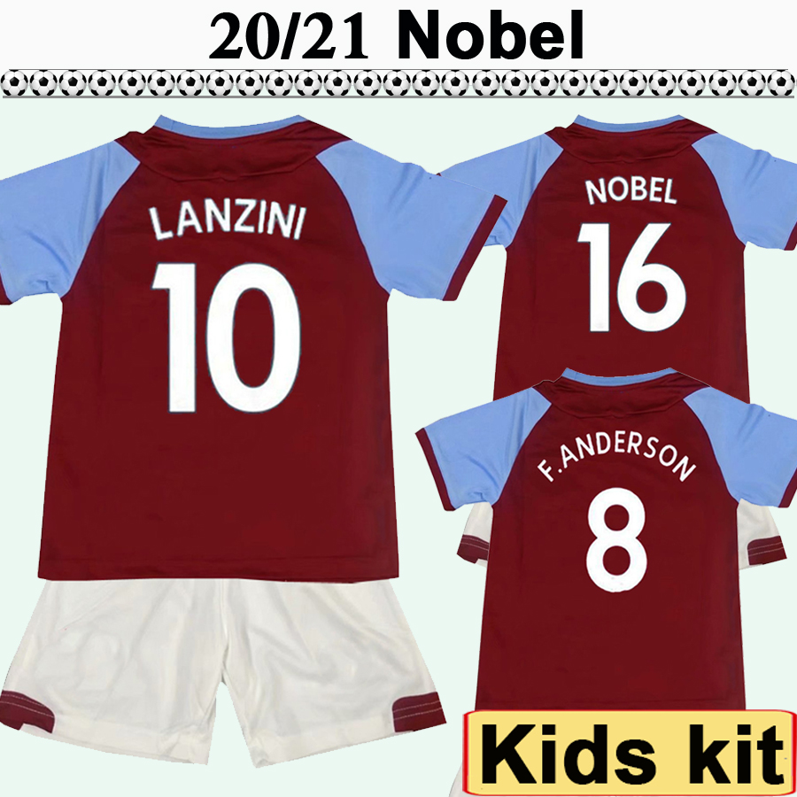 

20 21 NOBLE Kids Kit Soccer Jerseys New CHICHARITO ARNAUTOVIC Home Red Away White Football Shirts ZABALETA CARROLL LANZINI Short Sleeve, 20 21 home