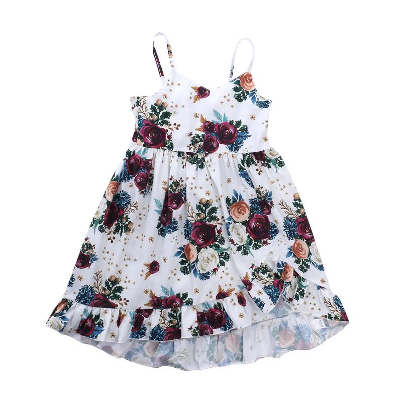 

Infant Toddler Kids Girl Sleeveless Spaghetti Strap Dress Baby Girls Floral Long Dresses, As pic