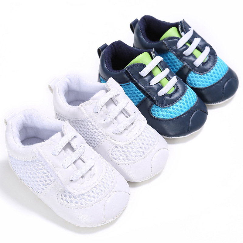 

Baby male baby shoes newborn soft bottom sports breathable shoes cotton sports leisure first walker Toddler, Blue