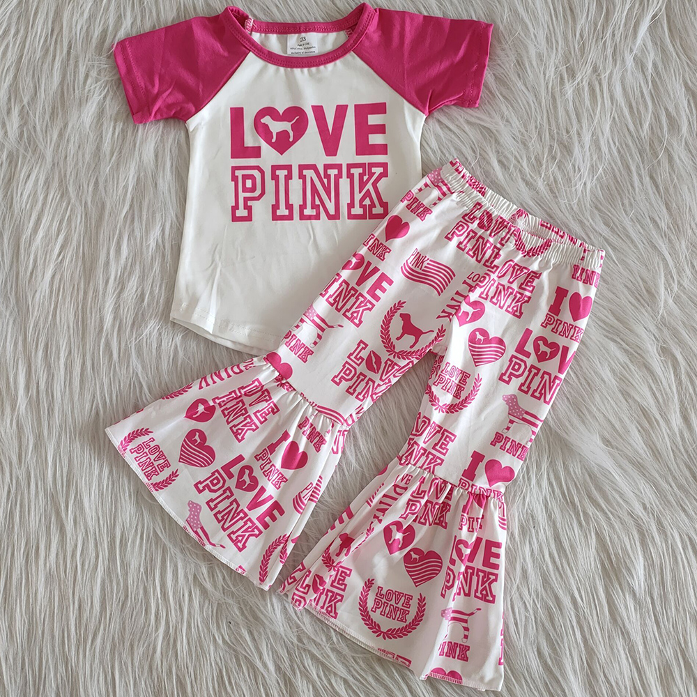 

new design baby girls clothes set girls boutique bell bottom outfits milk silk kids boutique clothes toddler girl summer clothes hot sale, Multi