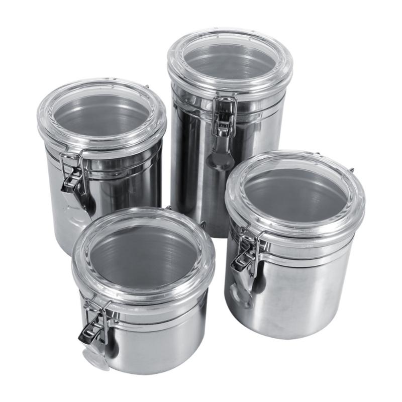 

Home High Quality 4 Sizes Stainless Steel Storage Container Bottle Sugar Coffee Beans Canister For Kitchen Container Box