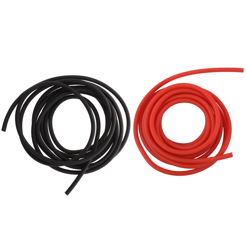 

2x Tubing Exercise Rubber Resistance Band Catapult Dub Slingshot Elastic, Black /Red 2.5M