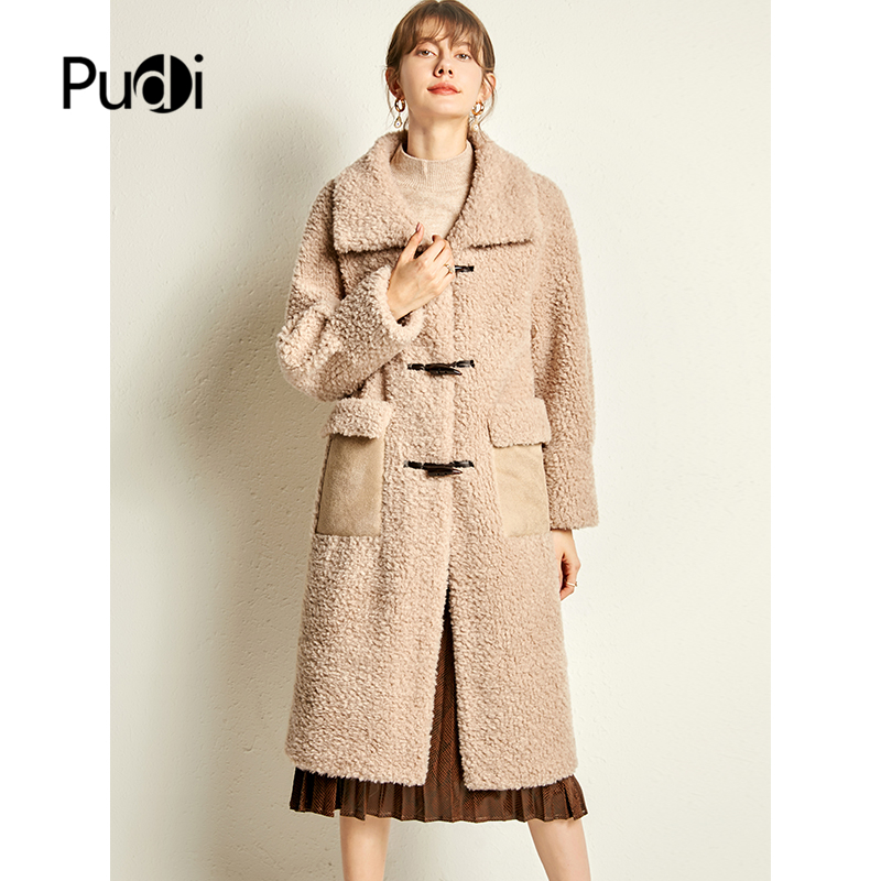 

Fall winter women 30% real wool fur coat over size parka warm jacket pocket sheep shearing girl fur coats lady long jacket SY07, Beige