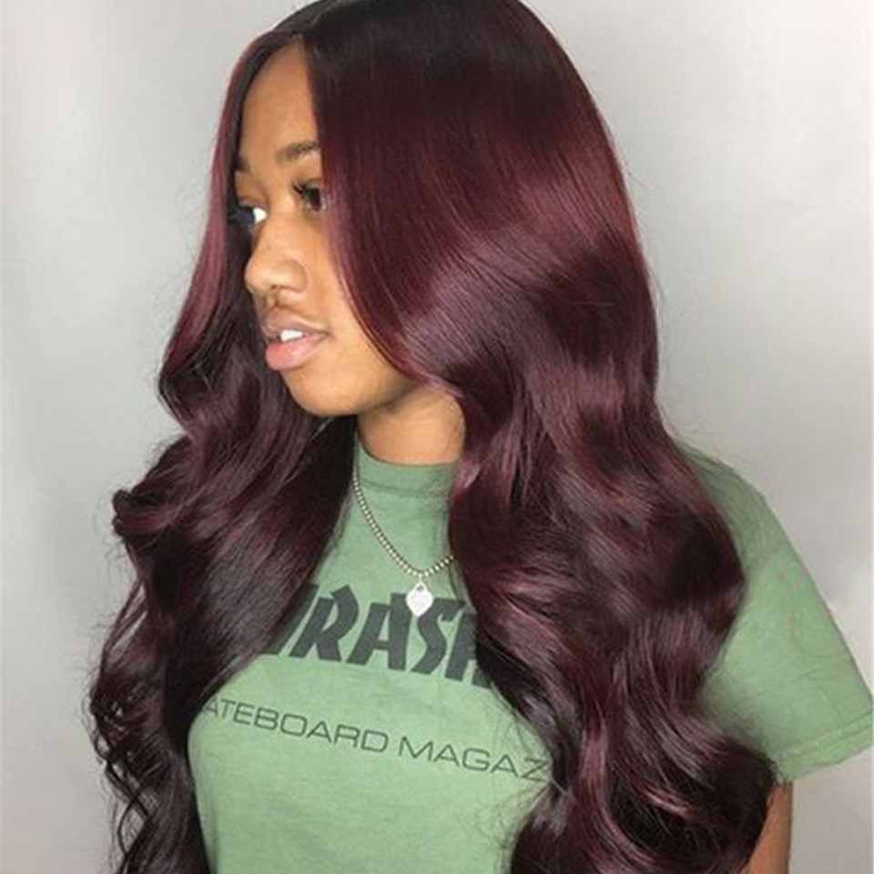 

99J closure wig Human Hair Wigs body wave Colored Human Hair Wigs For Black Women Inch Pre plucked Lace Front Wig full, Dark brown