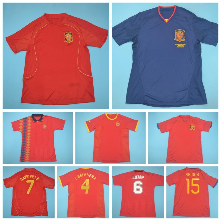 

1994 2002 2008 2010 Retro Spain Vintage INIESTA Soccer Jersey TORRES HIERRO HELGUERA XAVI ALONSO PIQUE DAVAD SERGIO PACO Football Shirt Kits