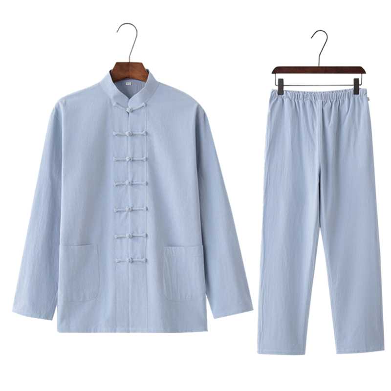 

Cotton Tang Suit Spring Autumn Men'S Suit Hanfu Chinese Ancient Costume Service Meditation Cotton Linen Household Clothes