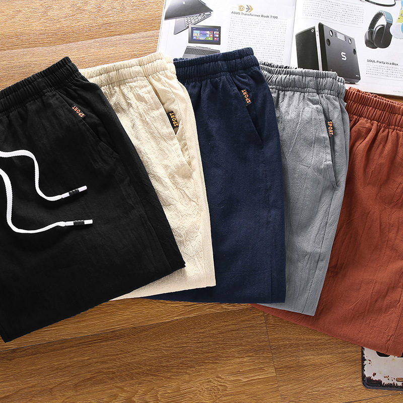 

Summer Casual Pants Men'S Fashion Cotton Linen Short Breeches Slim Fit Korean-Style Shorts New Style Shorts-40, Orange red