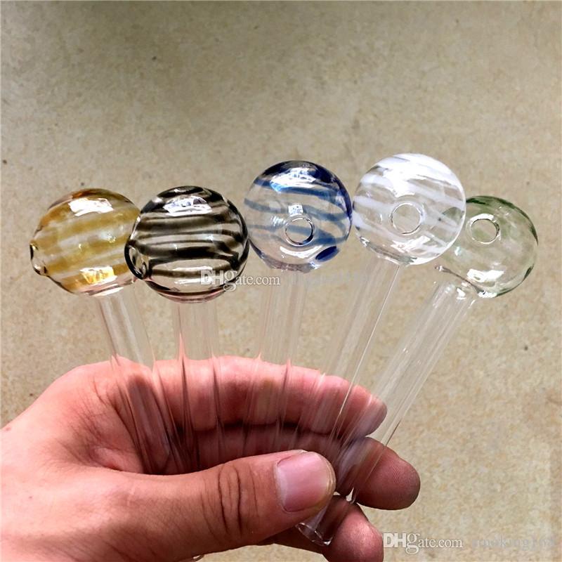 

Cheap colorful Donut Pyrex Glass Oil burner transparent Oil tube Glass Straight pipes Oil Burning Pipe for smoking pipes