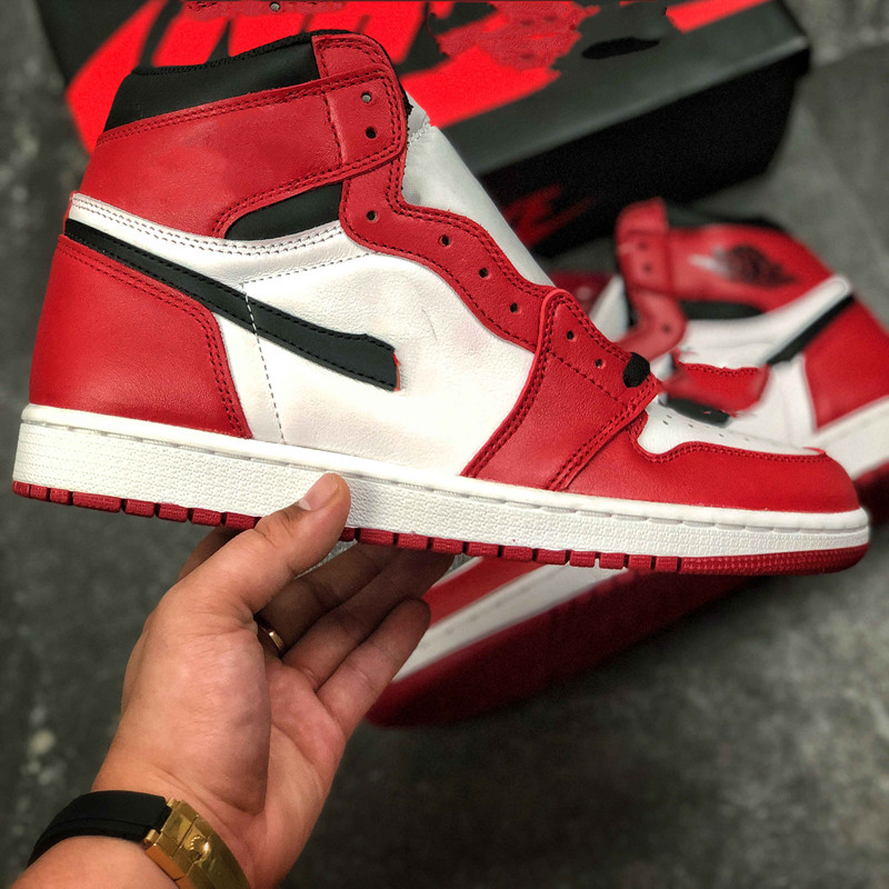 

Jumpman 1 Mid 554724 173 with WHITE GYM RED BLACK 2020 berathable sports sneakers shoes women mens fashion trainers schoenen