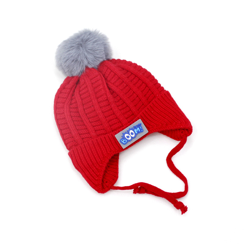 

Baby Hats Cute Children Winter Caps for Boy Girl Kids Knitted Baby Beanies Adjustable Warm Hat 2-5Y Toddler Hair Accessories, Red