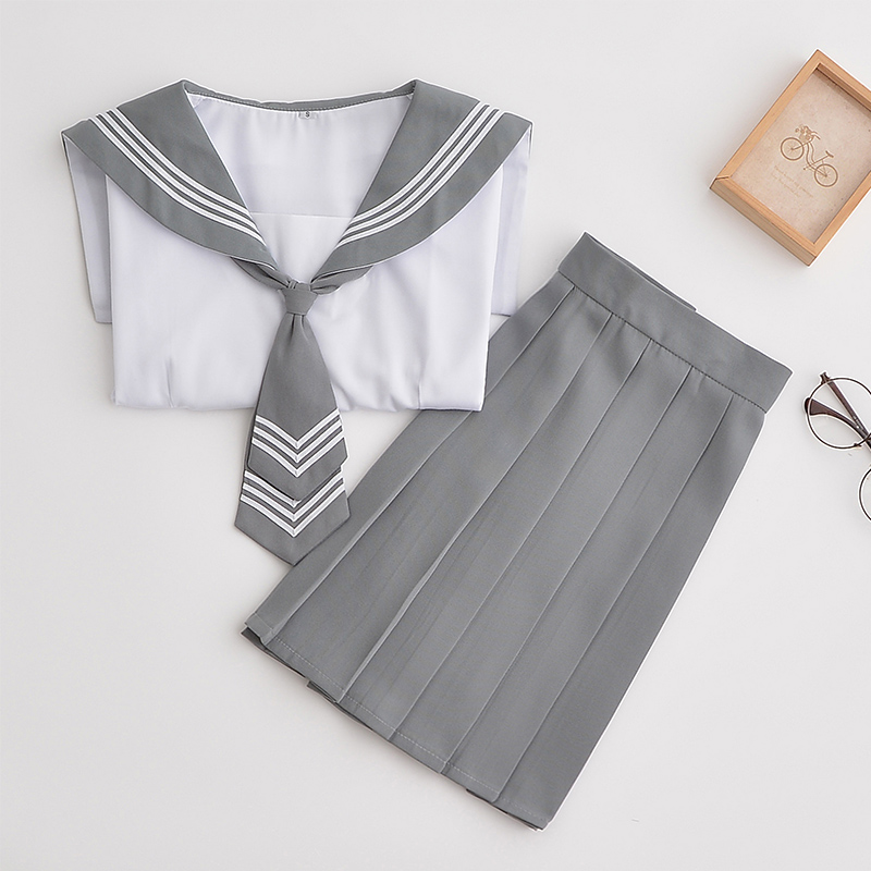 

Japanese School Navy wind uniform set Student uniform tie Sailor suit set Table costume Japanese school Girl Summer, Tops and skirts