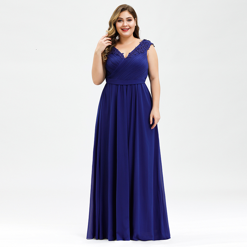 

Plus Size Prom Dresses A-Line V-Neck Sleeveless Ruched Appliques Elegant Chiffon Formal Party Gowns Vestido Gala Mujer 2020, Dark purple