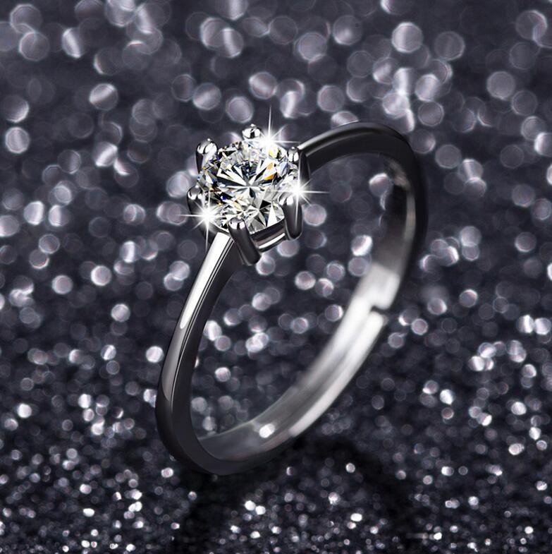 

Platinum Plated Wedding Ring with Imitation Moissanite Inlay For Women Bridal Diamond Ring