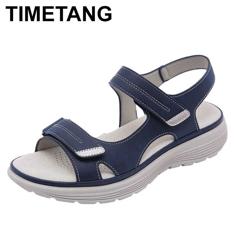 

TIMETANG Women Summer Wedges Non-Slip Beach Open Toe Breathable Soft Bottom Sandals Sport Style Casual Shoes Sandalia, Black