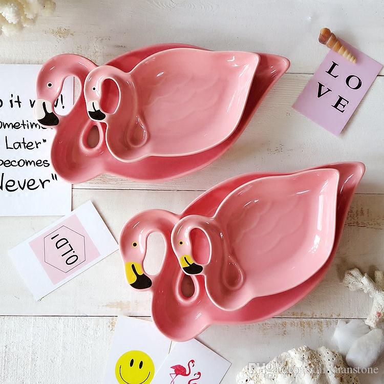 

Flamingo plate tableware ceramic dishes plate food container serving tray dessert snack tray