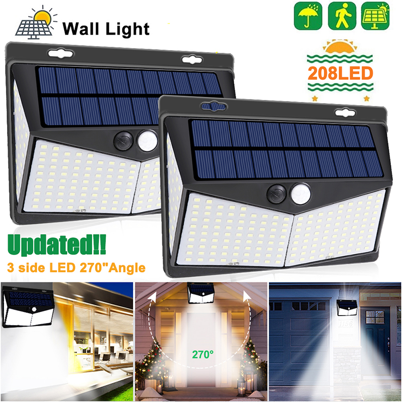 

208 LED Solar Light Garden Street Outdoor Solar Lamp Powered Sunlight Waterproof PIR Motion Sensor Street Light for Garden Decor