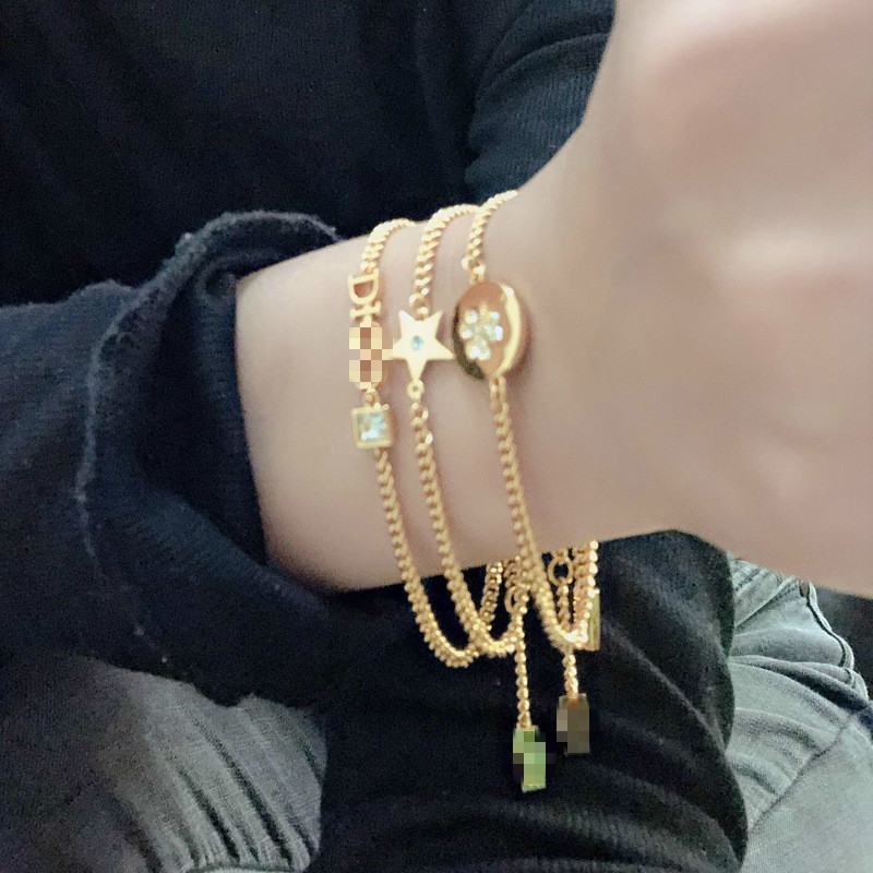 

d family/Dijia Seiko high Version New Three bracelet set five-pointed star lady golden letter water brick bracelet