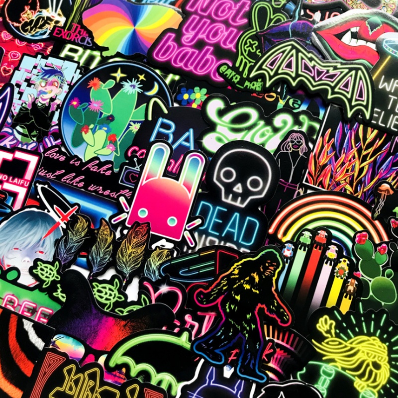 

25 Pieces/Lot of LED Neon Lights Do Not Repeat Personality Single Car Motorcycle Trolley Case Cartoon Graffiti Waterproof Stickers