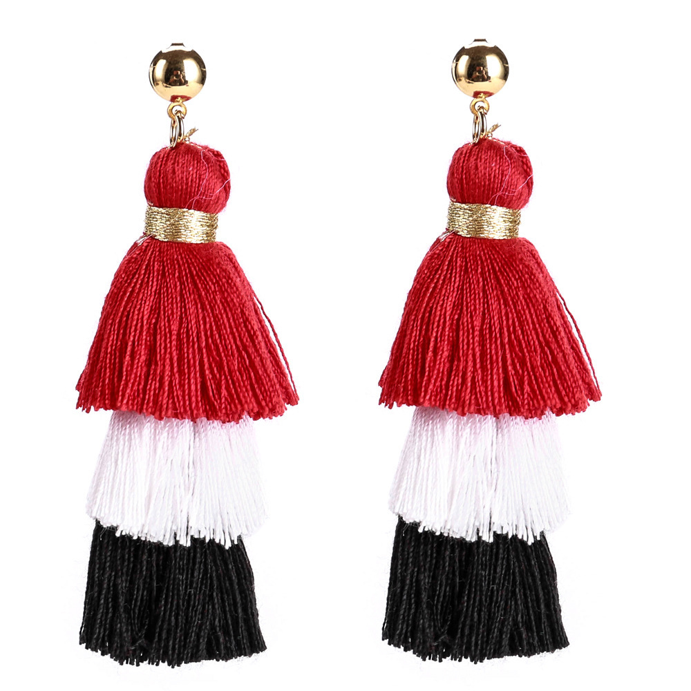 

EH7337 exaggerated alloy tassel personalized women's fashion Korean style ear ring accessories long multi-layer