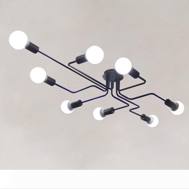 

LED Chandelier Lighting Fixtures Lustre Vintage Led Lamp Industrial Kitchen Living Room Black Modern Night Lamp