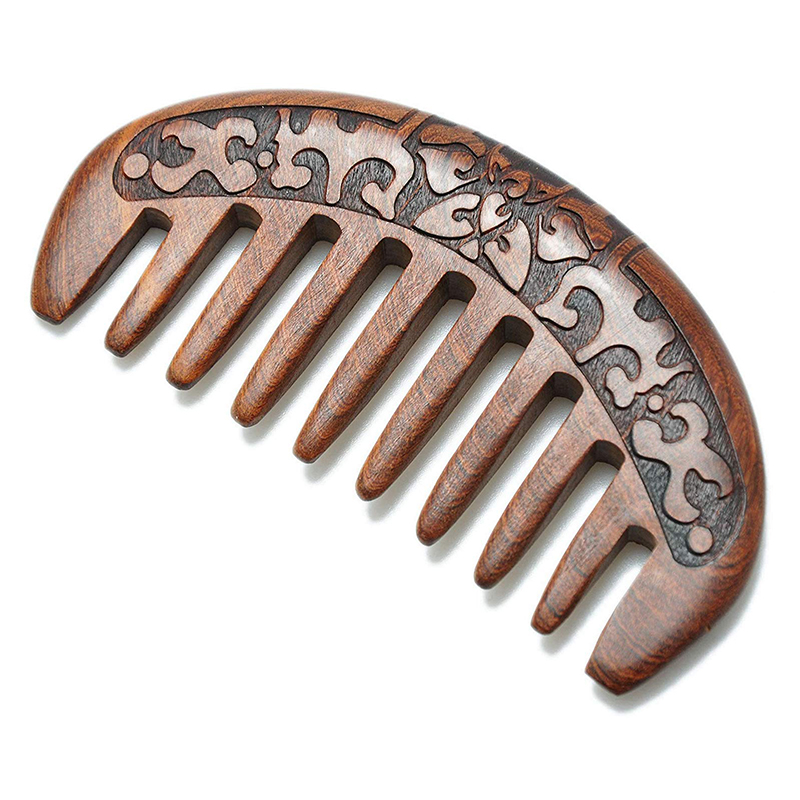 

Wood Comb Wooden hair comb Natural Comb-Anti Static Massage through the (Flower-Wide tooth