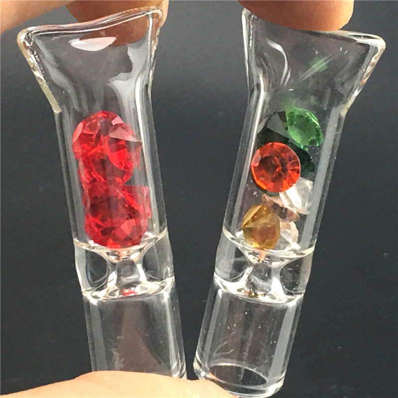 

new desgin cigarette filter tube glass filter tip holder for RAW Dry Herb Rolling Paper Thick Pyrex Glass Smoking Pipes contain diamonds