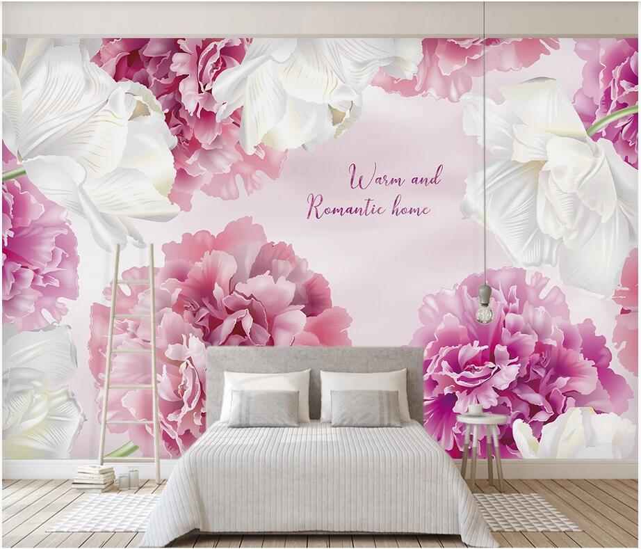 

Custom photo wallpaper mural 3d wall paper Pink purple modern minimalist gradient floral background wall home decor wallpaper for walls 3 d, Non-woven wallpaper