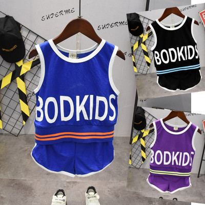 

Children Casual Summer Suits Boys and Girls New Vest + Shorts Suits Kids Sportwears Children Letter Print Sets 2020 Designer Two-piece Set, Purple