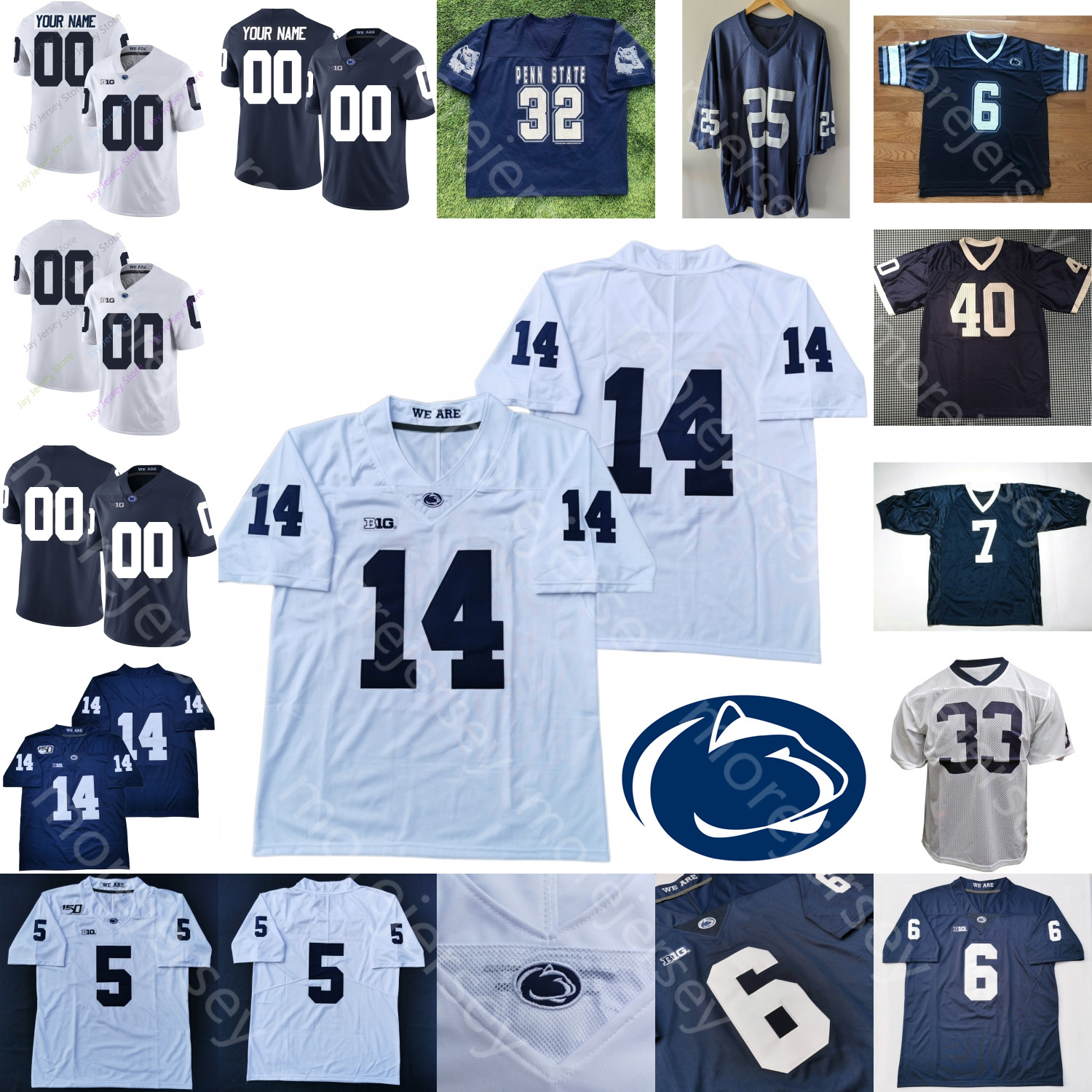 

Custom PSU Penn State NCAA College Football Jersey Jesse James Jack Crawford DaQuan Jones4 Wake Miles Sanders Miller Windsor Franco Harris, Navy iv