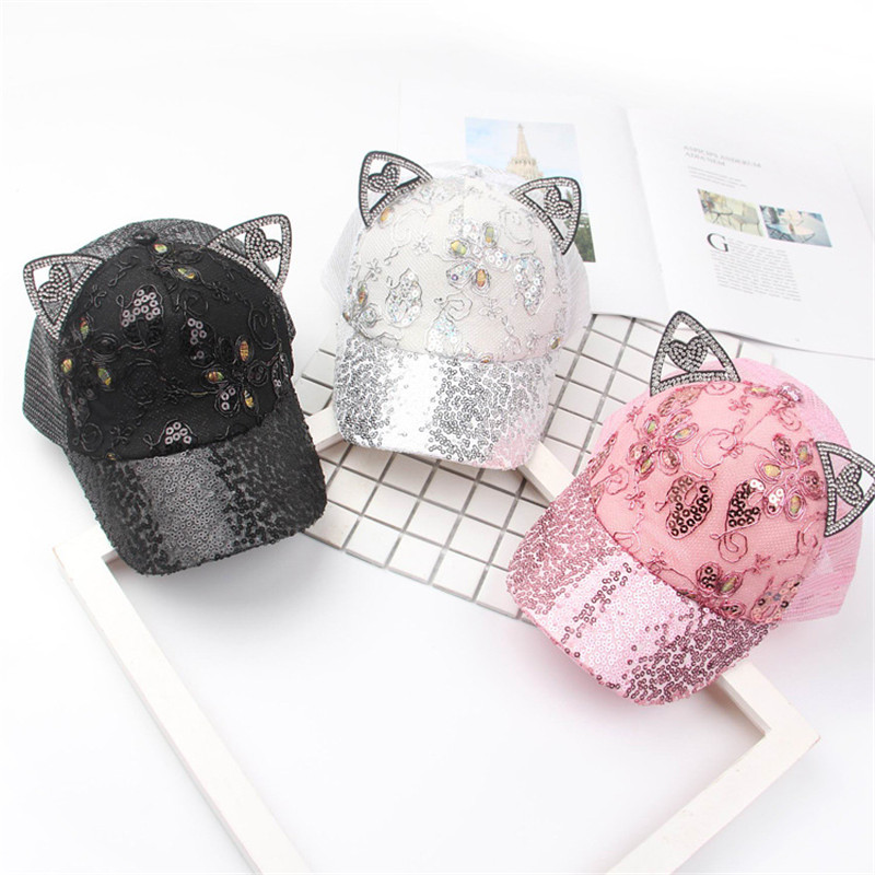

IMCUTE New Baby Hat Cap Spring Summer Baby Girl Hat Kids Baseball Cap Girls Floral Ear Sun Hats Children, White