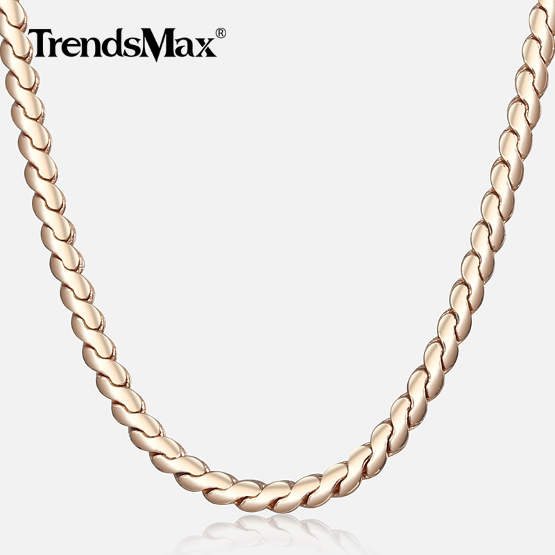 

Womens Necklace 585 Rose Gold Serpentine Link Herringbone Chain Necklace For Women Jewelry Fashion Gifts Drposhipping 2mm CN16