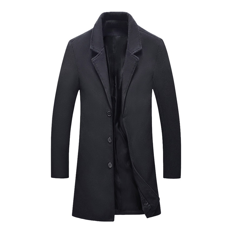 

New Autumn Winter Wool Long Coat Men Warm Black Business Overcoat Mens Stylish Woolen Jacket Parka Men Coat Winter