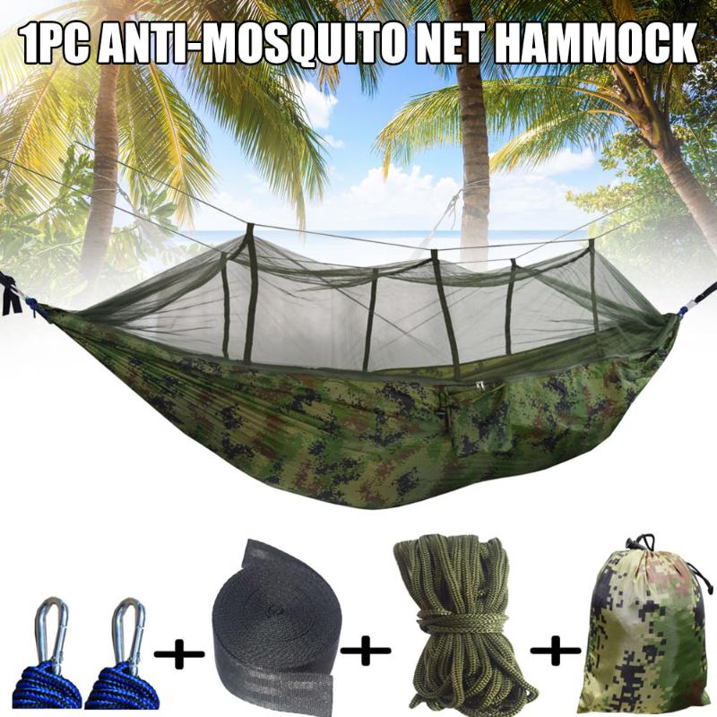 

Newly Portable Double Swing Hammock Nylon Bed with Mosquito Net for CampingHiking S66