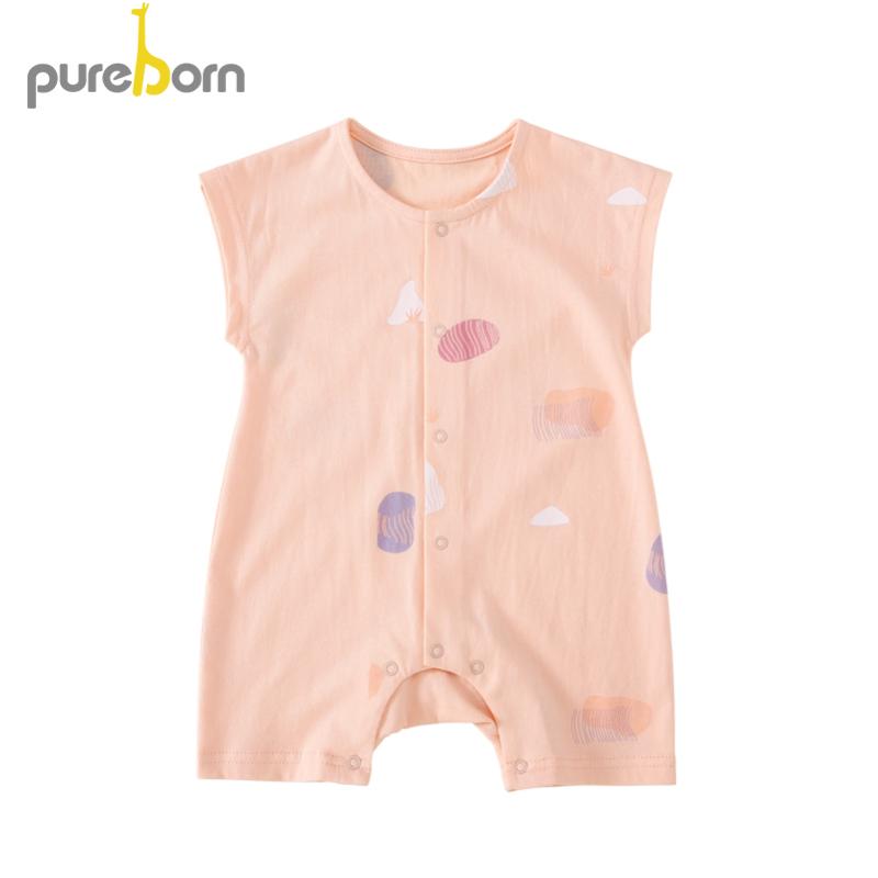 

Pureborn Newborn Baby Boys Girls Rompers Toddler Infant Jumpsuit Cartoon Cotton Short Sleeve Clothes Summer Sunsuit Outfits, Pink