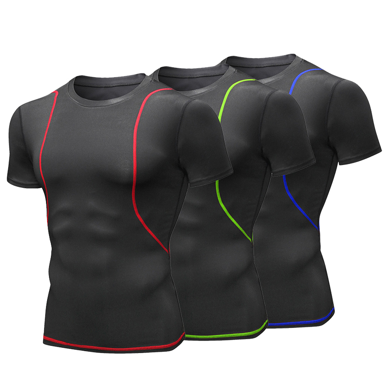 

Men Short Sleeve Compression Shirt Running Men Quick Dry T-Shirts Running Slim Fit Tops Fitness Gym T Shirt Mens Sportswear Top, Blue