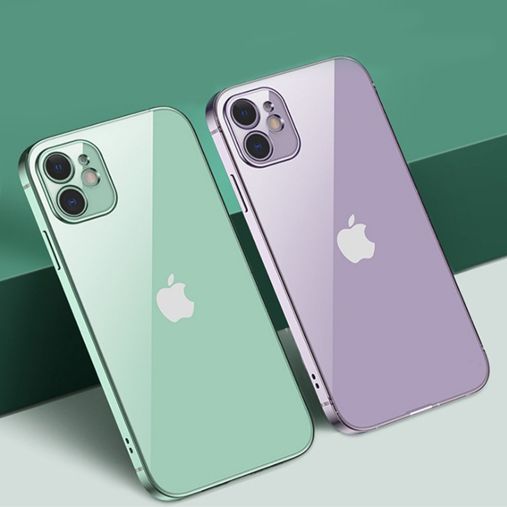 

For iPhone 11 mobile phone case TPU transparent straight edge mobile phone case liquid silicone mobile phone case, Purple