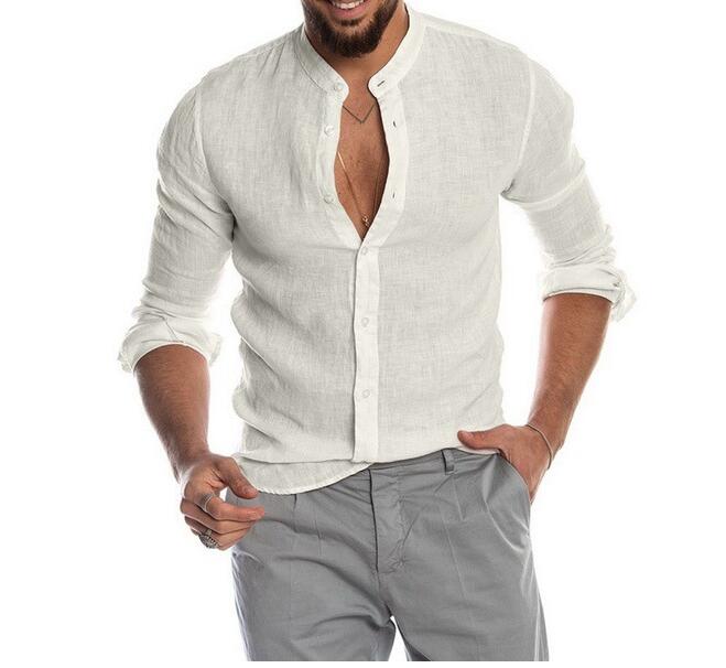 

Men's the New Listing Arrival Polos V-neck Long Sleeve Linen Party Casual Shirts Breathable Gift Size M-3xl Bestghow, Green