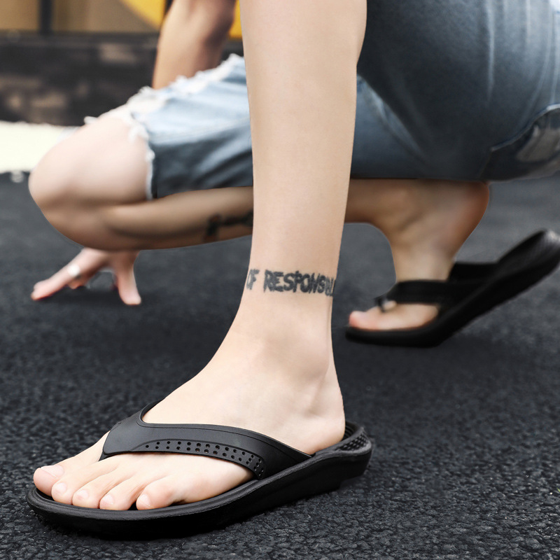 

LEOSOXS Men Flip Flops Summer Beach Stripe Shoes High Quality Indoor Outdoor Men Slipper Male Soft EVA Beach Flip Flops L*5, Blue