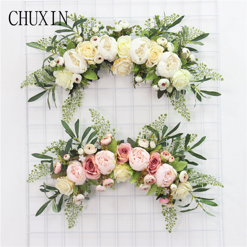 

Artificial Rose Peony Wreath European Lintel Wall Decoration Flower Door Wreath for Wedding Home Christmas Decoration Road guide, 30cm love