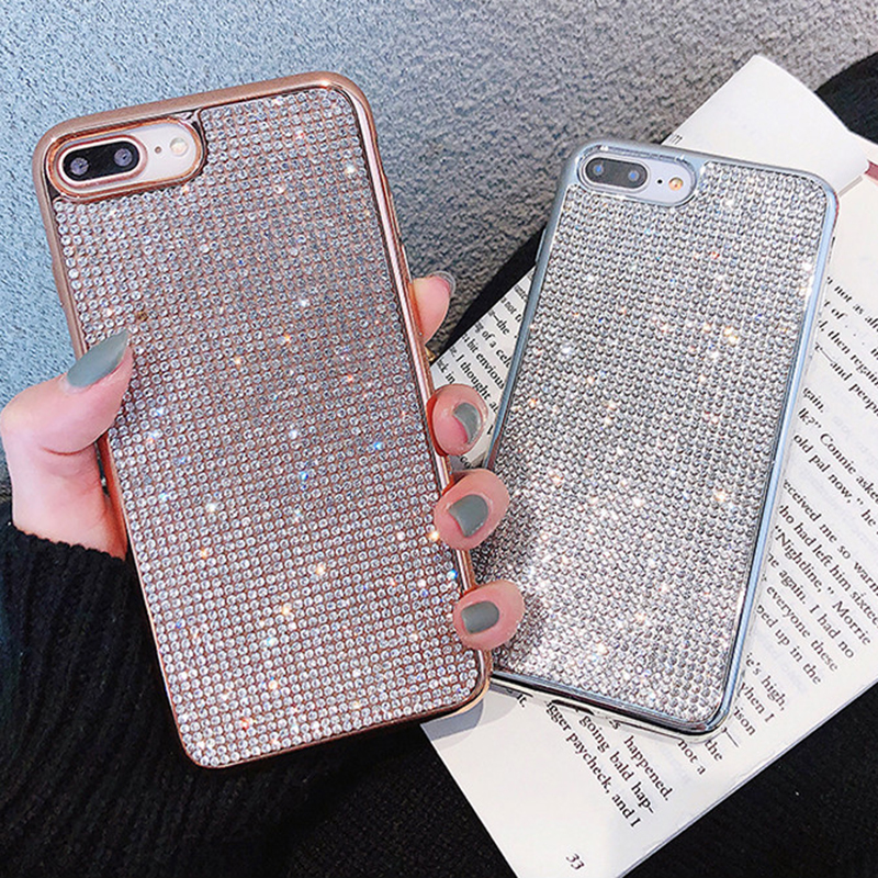 

Bling Rhinestone Case For iphone 11 XS Max XR X Case For iphone 6s 6 8 7 plus X 11 Pro Max Cover Fashion Glitter Soft Cases, Gold