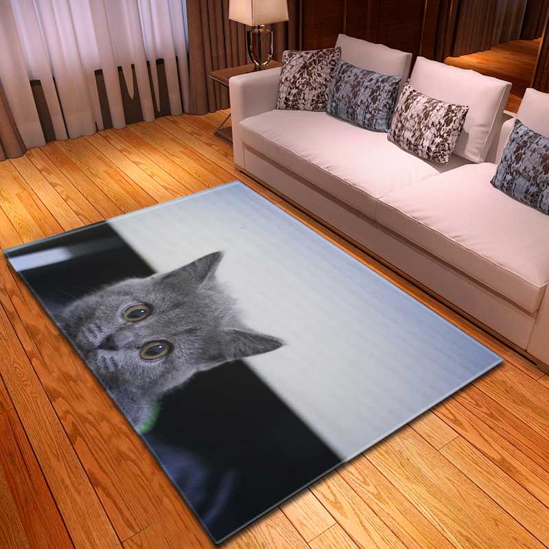 

Cartoon Cats Sofa Area Rug Kids Room Decor Bedside Rug Flannel Non-slip 3D Living Room Carpets for Home Decor, No-9