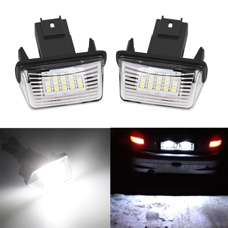 

2pcs Error Free LED License Number Plate Lights Lamp Bright White For 206 207 306 307 406 407 For C3 C4 Picasso, As pic