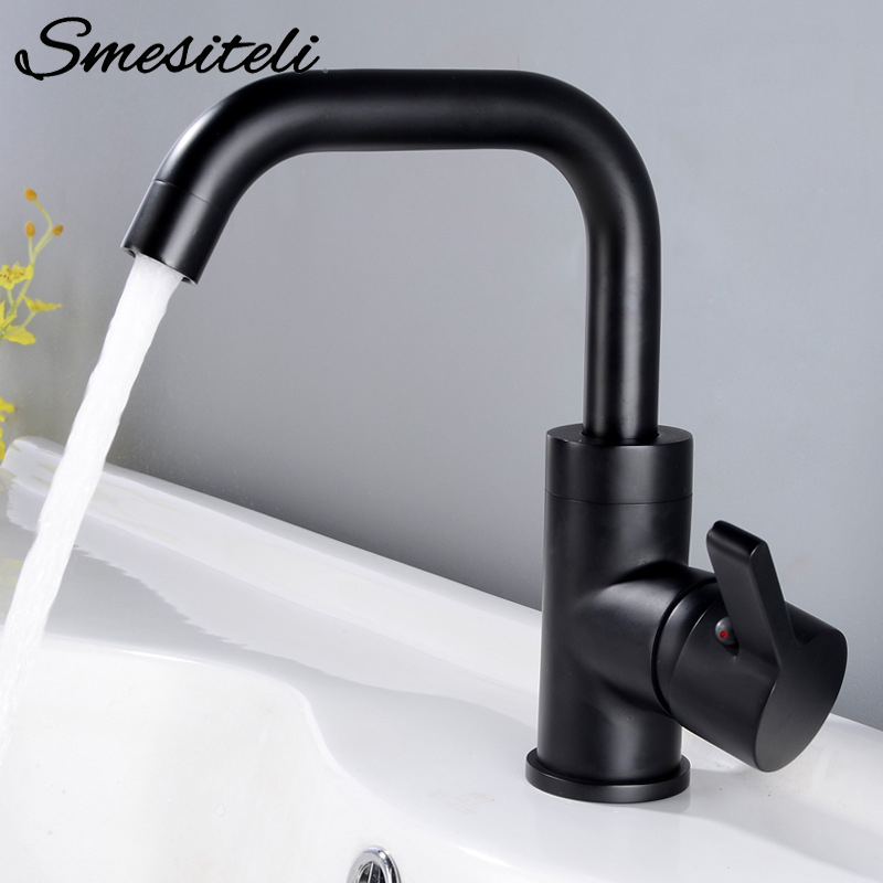 

Basin Faucets Matte Black Gold Bathroom Faucet 360 Degree Rotation Basin Mixer Water Tap Bathroom Sink Faucet