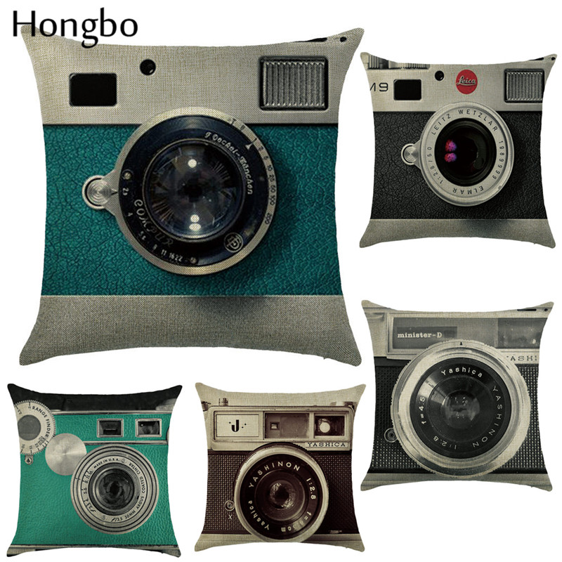 

Hongbo Vintage Style Classic Decorative Throw Pillowcase Camera Black White Cushion Cover Sofa Home Almofadas Wholesale