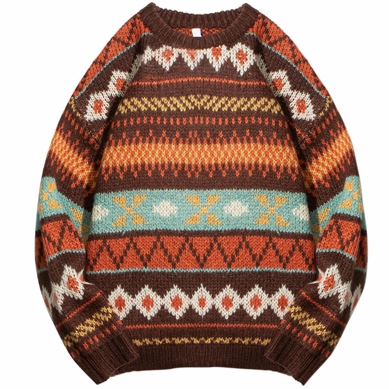 

Men Hip Hop Knitted Jumper Sweaters Christmas Gift Striped Streetwear Harajuku Autumn Hispter Casual Cotton O-Neck Pullovers, Green