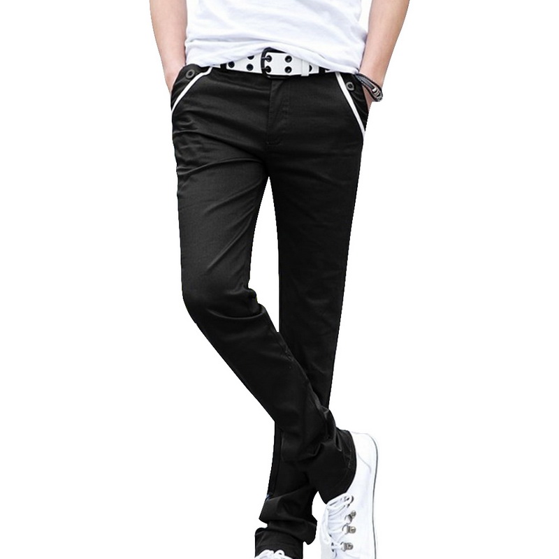 

2020 New Men's Slim Pencil Pants Male Joggers Korean Streetwear Casual Long Section Cotton Solid Color Pantalon Homme, White