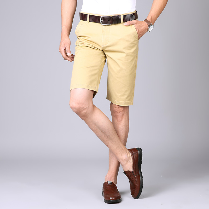 

NIGRITY 2020 Summer New Men's Basic Shorts Smart Casual Fashion Pockets Solid Color Black Blue Khaki Large Size 28-40, Wx6006-khaki