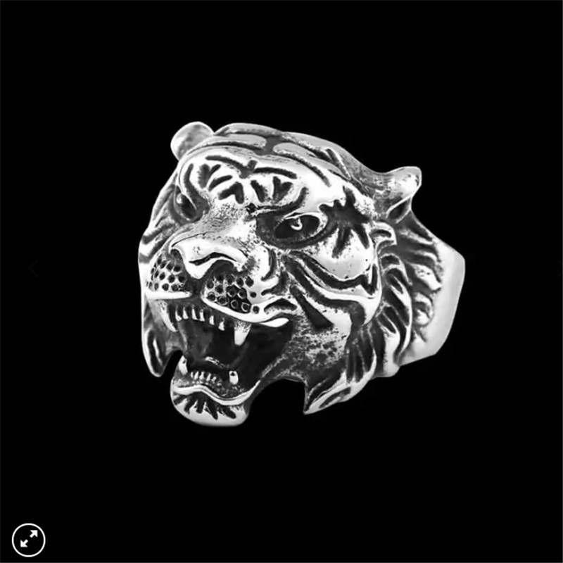

1pc Free Worldwide Shipping Animal Tiger Head Ring 316L Stainless Steel Band Party Fashion Jewelry Shere Khan Ring, Silver